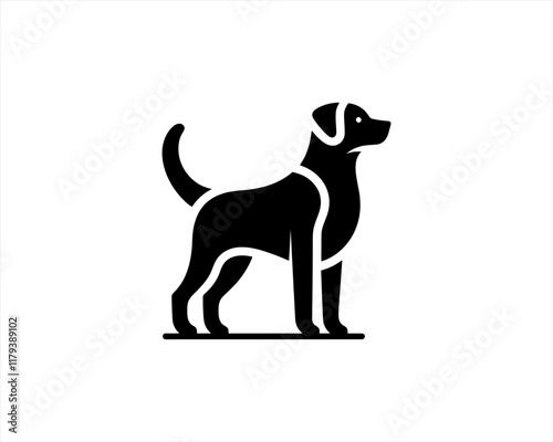 Dog Silhouette logo design vector illustration. Black and white dog logo template	
