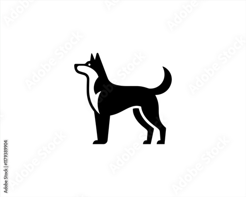 Dog Silhouette logo design vector illustration. Black and white dog logo template	 photo