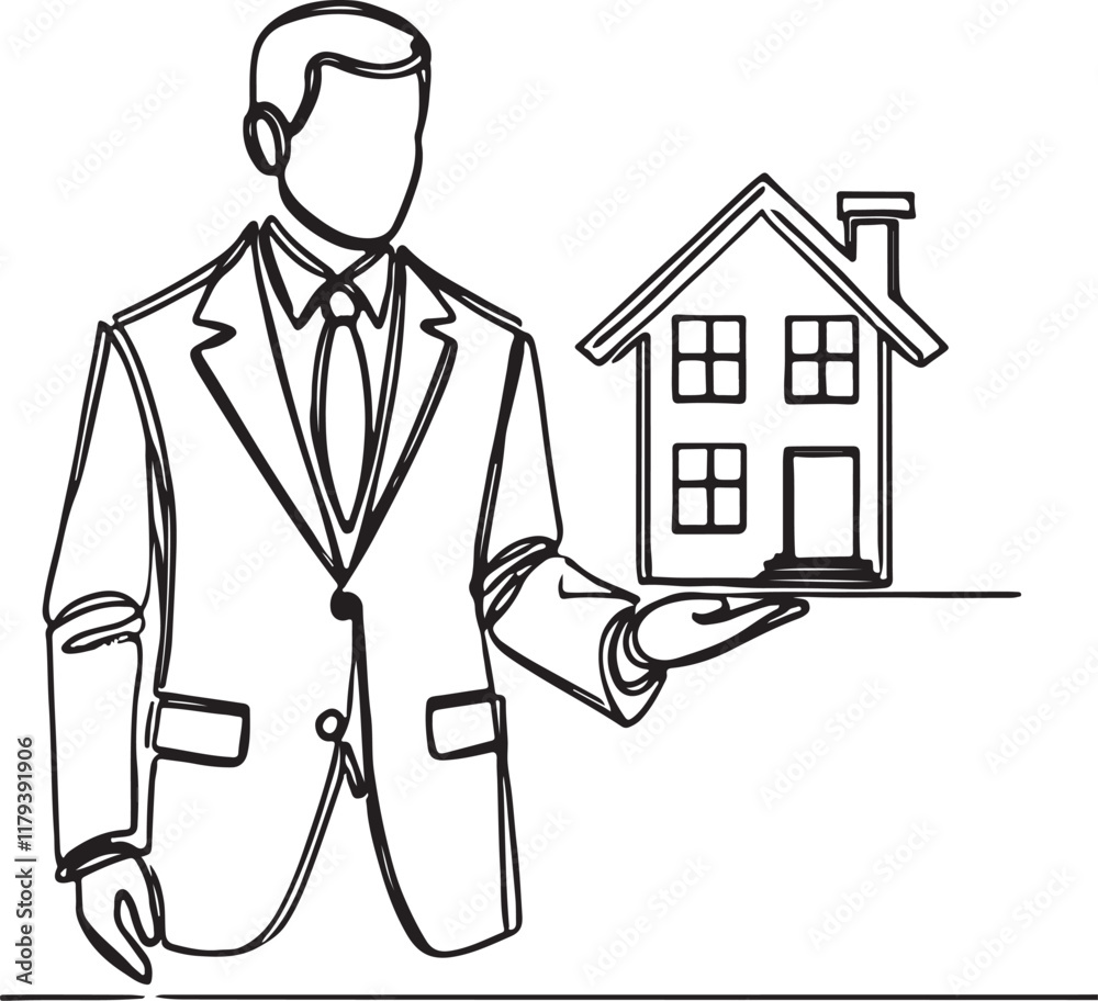 House Sample Showcase by Architect Manager. Simple Line Drawing Illustration House Sample Showcase by Architect Manager. Simple Line Drawing Illustration