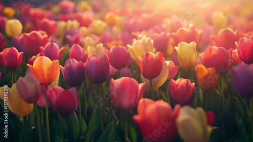 Kartka na międzynarodowy dzień kobiet. Kolorowy bukiet tulipanów  © Paweł Ziółkowski