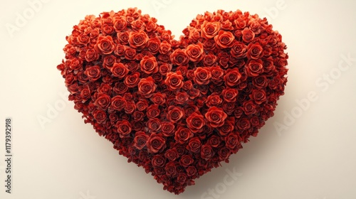 Heart Shape Made of Red Roses on Soft Background for Love Themes