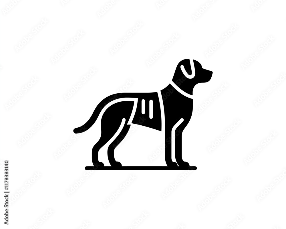 Obraz premium Silhouette Dog logo design icon symbol vector illustration. Black and white dog logo