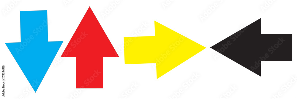 Right Left Back Straight Bold arrow sign collection, set of Red black and White arrows icons, isolated on white background. Right Left Back Straight Bold arrow sign collection, set of Red black and White arrows icons, isolated on white background.