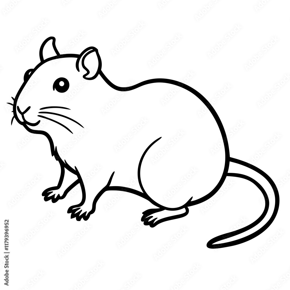 Fototapeta premium Cute Line Art Gerbil Silhouette Black Vector Illustration