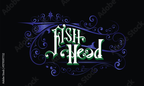 FISH HEAD lettering custom style design