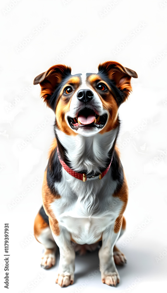 Dog with world map over white background, digital art Dog with world map over white background, digital art