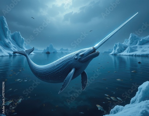 Narwhal in Arctic waters photo