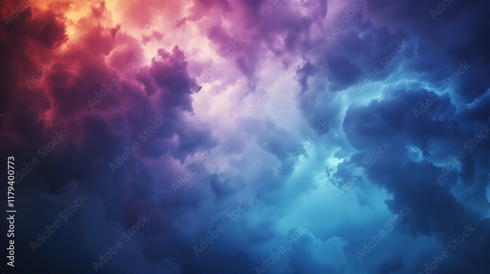 Vibrant Cloudscape Illustration with Dramatic Purple and Blue Colors in Sky, Perfect for Backgrounds and Artistic Projects Vibrant Cloudscape Illustration with Dramatic Purple and Blue Colors in Sky, Perfect for Backgrounds and Artistic Projects
