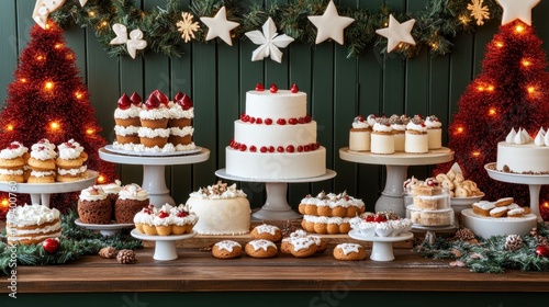 Wallpaper Mural Festive Display of Assorted Christmas Desserts and Cakes on Table Torontodigital.ca