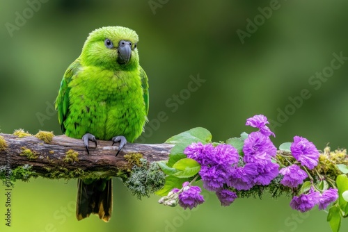 Kakapo parrot perched on a branch photo