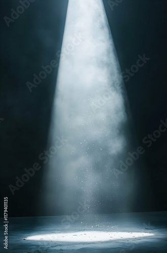 Mystical Beam of Light Shining Down Through Darkness in Enigmatic Atmosphere