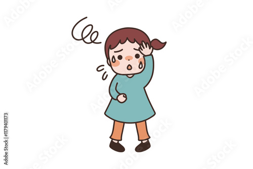 熱がある女の子のイラスト素材
