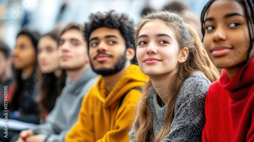 Diverse Group of Young Students Engaged in Learning Environment