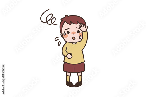 熱がある男の子のイラスト素材