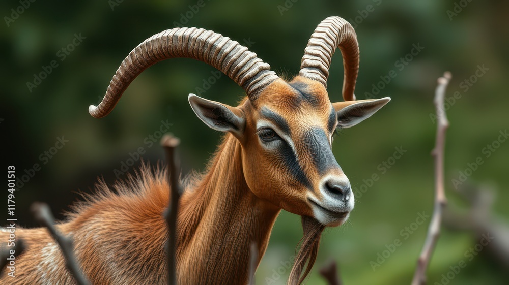Majestic antelope standing gracefully among foliage in a lush natural habitat during daylight hours Majestic antelope standing gracefully among foliage in a lush natural habitat during daylight hours