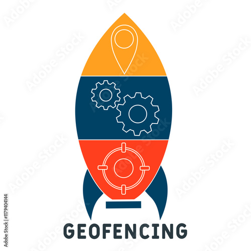 Geofencing concept. Device management. Business concept background. vector illustration concept with icons. lettering illustration with icons for web banner, flyer, landing pag