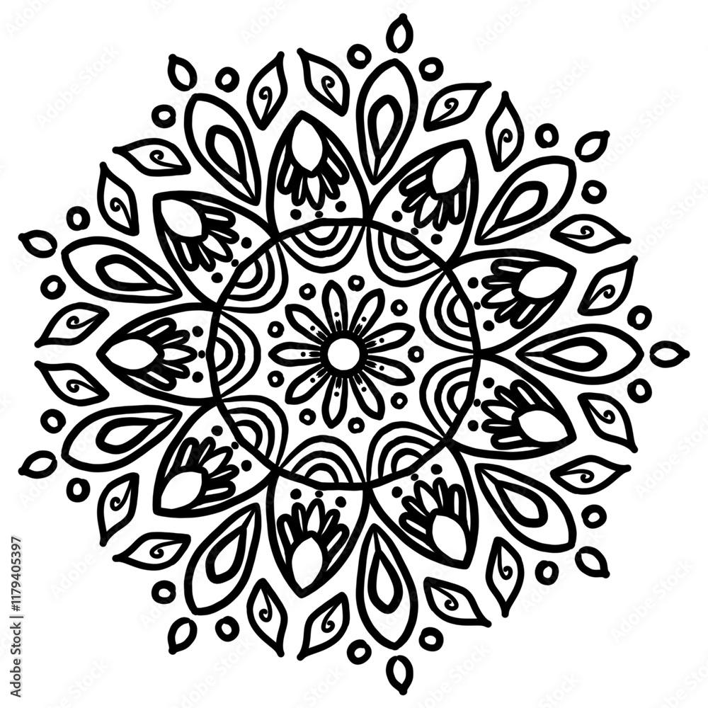 Floral Mandala Clipart. mandala design , relaxing and easy mandala art for tattoo design Easy Mandala Black and White Circle Outline Mandala Coloring Pages for Adults and Kids - Simple