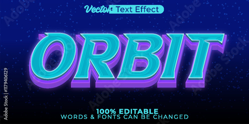 Orbit Vector Text Effect Editable Alphabet Blue Planet Solar Astronomy