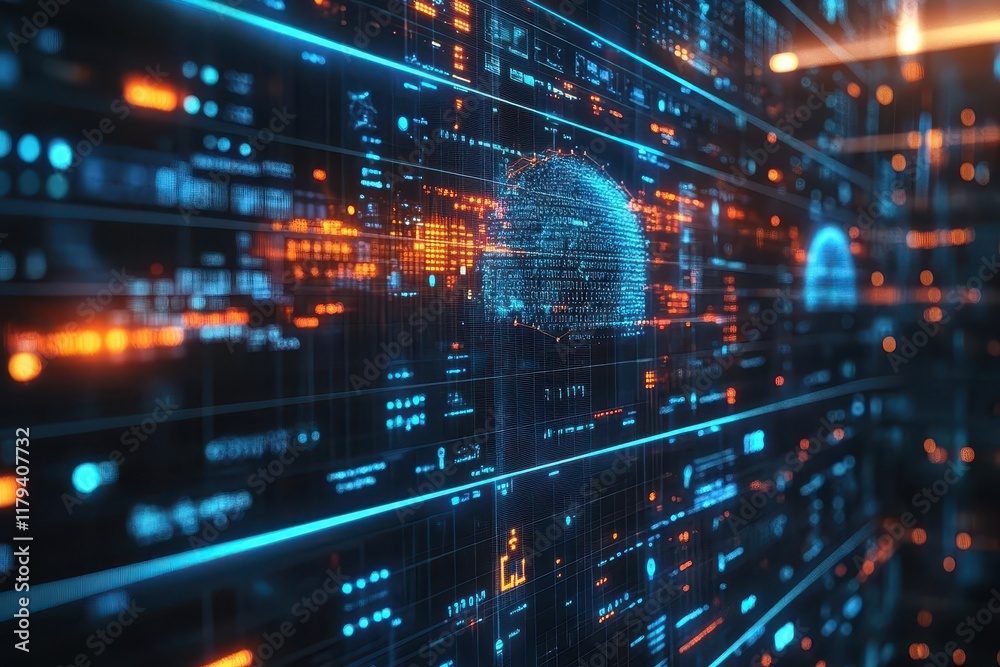 advanced artificial intelligence system analyzing multiple business documents with neural networks and machine learning visualization in blue advanced artificial intelligence system analyzing multiple business documents with neural networks and machine learning visualization in blue