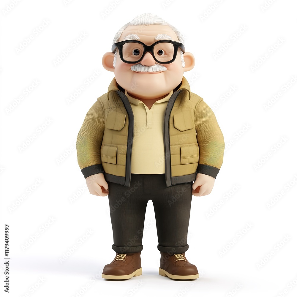modern old man. white background modern old man. white background