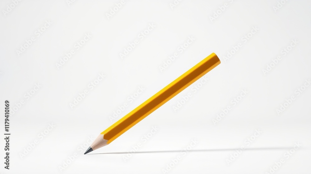 Single Yellow Pencil Diagonal Bright Photo Single Yellow Pencil Diagonal Bright Photo