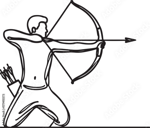 Archery Vector Art, A Person Practicing Focus and Precision