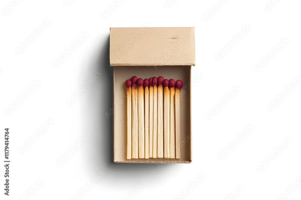 Matches in Cardboard Box, Close Up View Matches in Cardboard Box, Close Up View