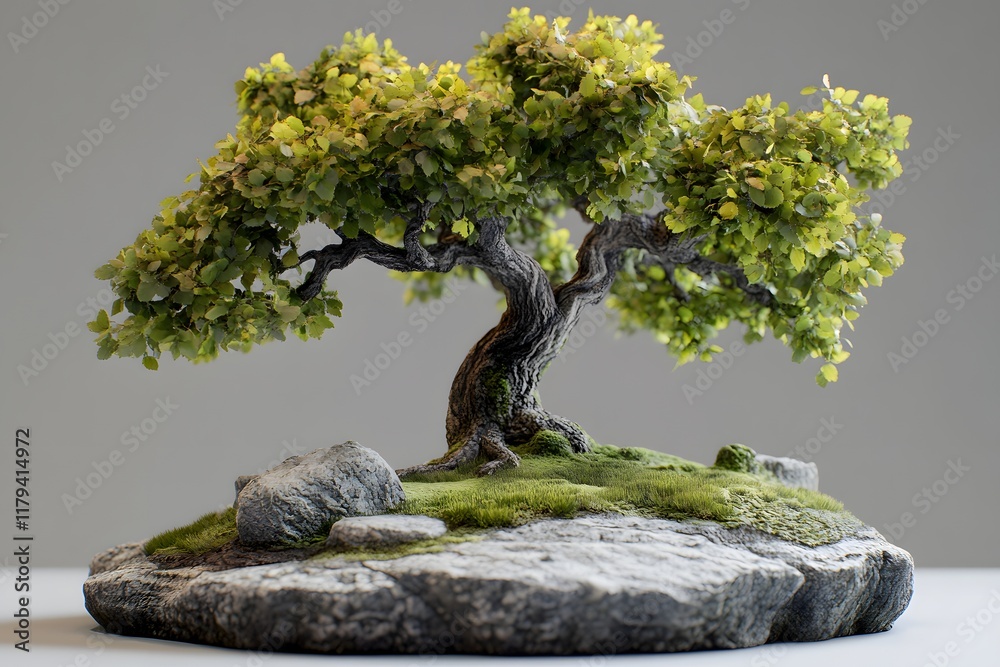 Bonsai Tree: Miniature Landscape on Rocks Bonsai Tree: Miniature Landscape on Rocks