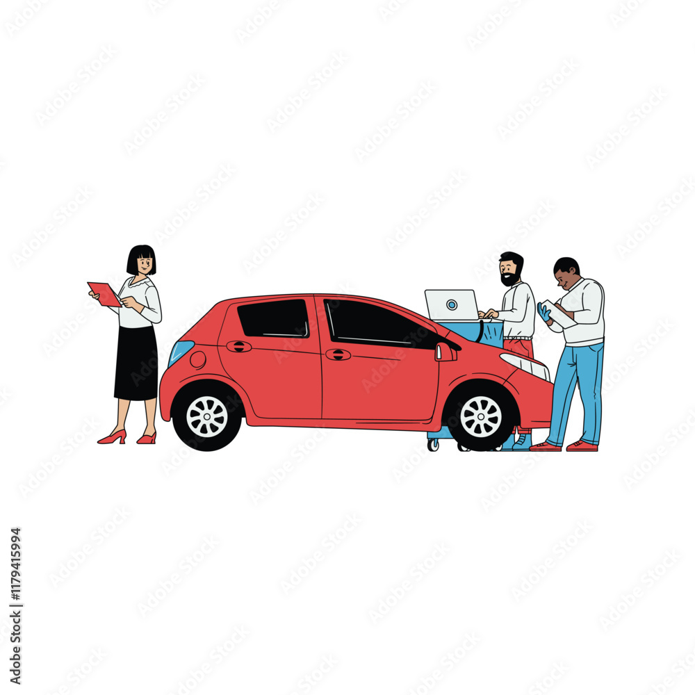 Lined semi-realistic repair, inspection, and maintenance of cars Lined semi-realistic repair, inspection, and maintenance of cars