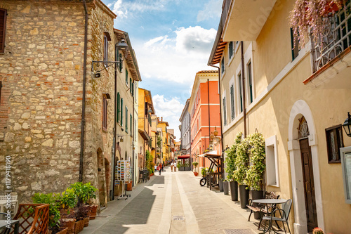 Beautiful street view in Castiglione del Lago, Perugia, Umbria