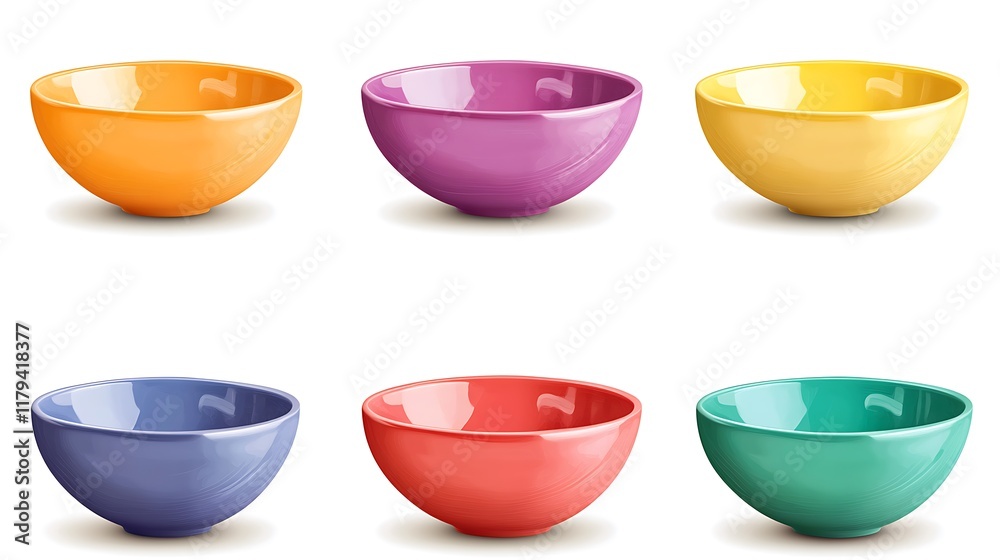 a group of bowls of different colors a group of bowls of different colors