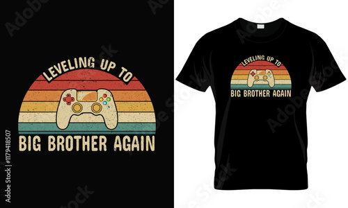 Funny Leveling Up To Big Bro Again Vintage Gift Big Brother Again T-Shirt
