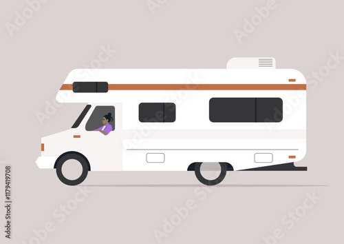 A skilled RV trailer driver enjoys the journey, expertly maneuvering through scenic routes filled with vibrant landscapes and endless possibilities for adventure