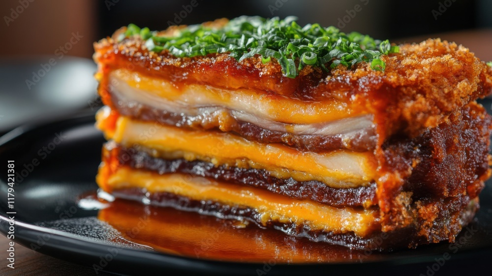 cheese fried three layer pork in the plate cheese fried three layer pork in the plate