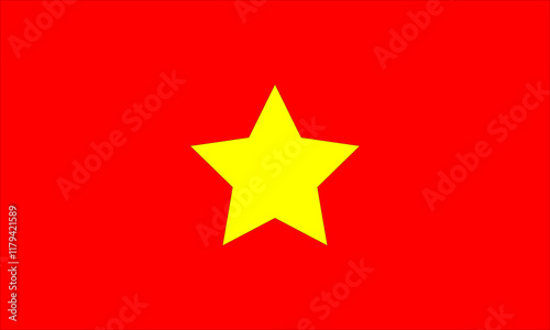 The flag of Vietnam. Flag icon. Standard color. Standard size. A rectangular flag. Computer illustration. Digital illustration. Vector illustration.