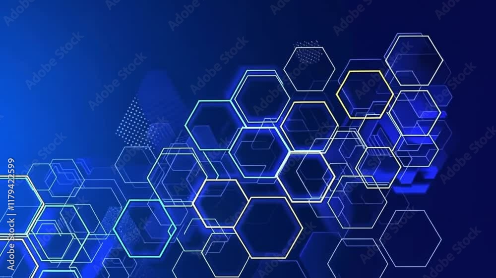 blue and yellow hexagon wire frame background