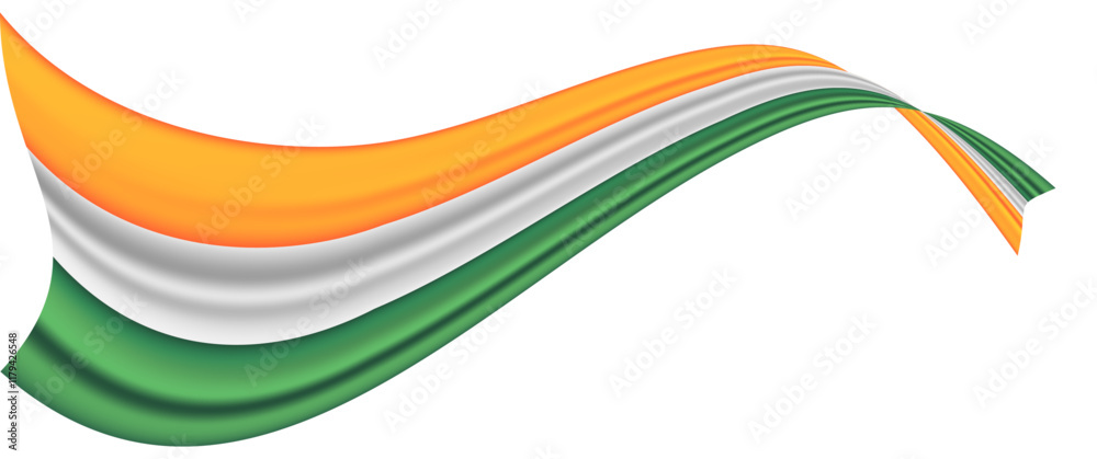 Fototapeta premium National Indian flag ribbon. Curly ribbon on white background. Vector illustration. 
