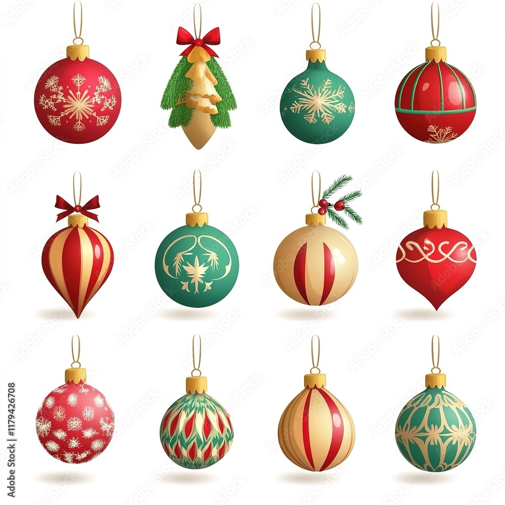  Christmasdecoration designelement icon set