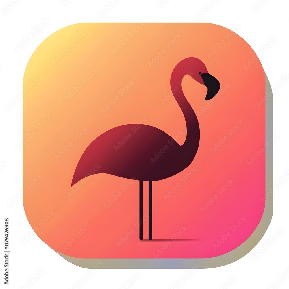 Fototapeta premium Exotic Pink Flamingo wildlife bird icon logo symbol