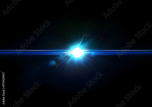 Wallpaper Mural Vibrant Blue Light Burst with Radiating Glow in Black Background Torontodigital.ca