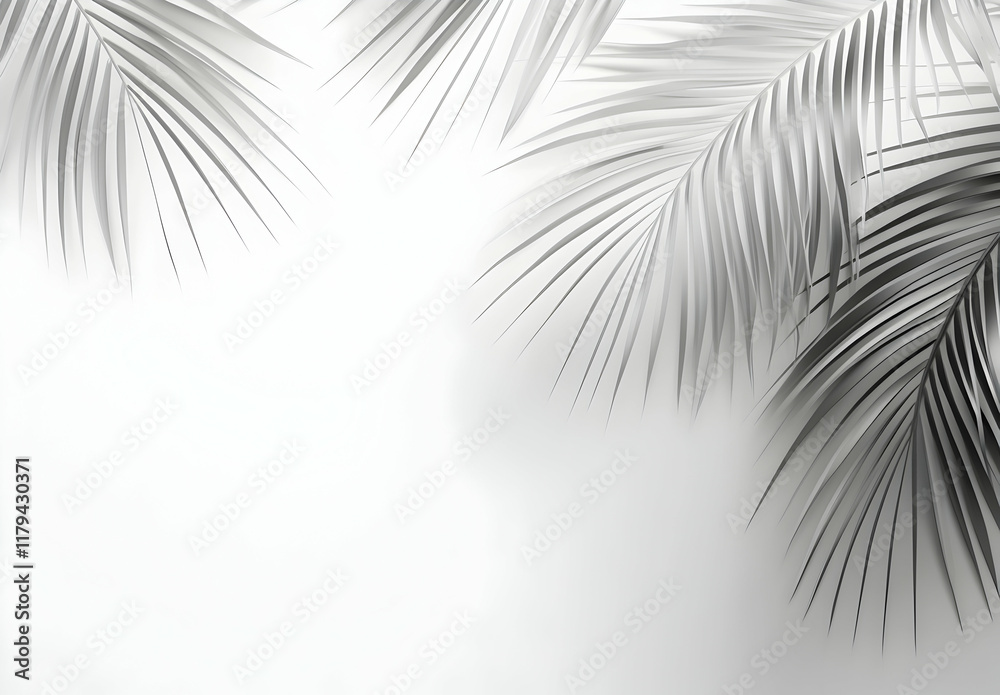 Obraz premium Monochrome Palm Leaves: Elegant Artistry in Contrast and Minimalism with Light
