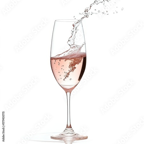 PNG of Champagneglass with champagne init spilling out, png,subject floating behind photo