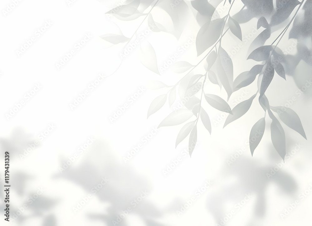 Elegant Leaf Shadows Creating Delicate Patterns in Monochrome Composition Elegant Leaf Shadows Creating Delicate Patterns in Monochrome Composition