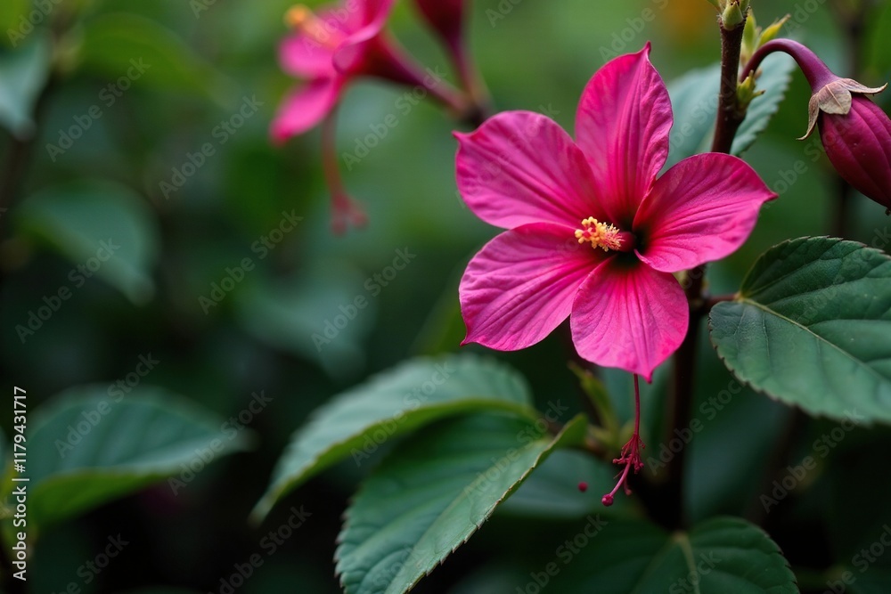 Desiccated fuchsia bloom amidst wilted foliage, plant, fuchsia, leaf Desiccated fuchsia bloom amidst wilted foliage, plant, fuchsia, leaf