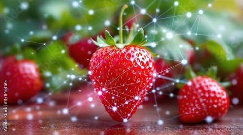 Strawberry Surrounded by Digital Network, Symbolizing Integration of Nature and Technology in LLM Model Codename Strawberry photo