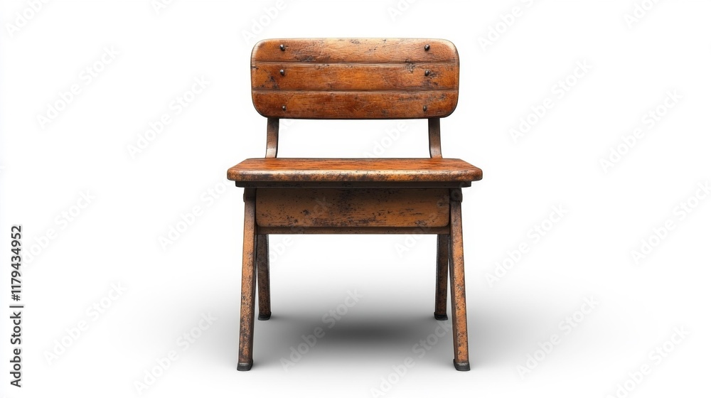Wooden School Desk on White Background. Generative AI Wooden School Desk on White Background. Generative AI