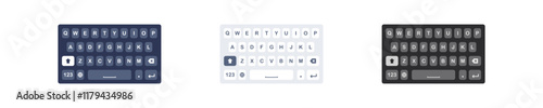 Phone keyboard template color illustration. Mobile alphabet message buttons element. Smartphone text and chat qwerty color interface in vector flat style.