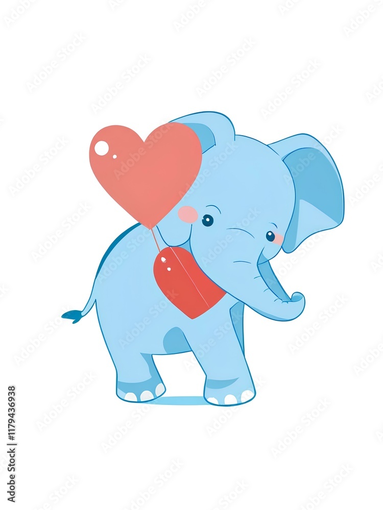 Fototapeta premium Elephant heart vector image white background