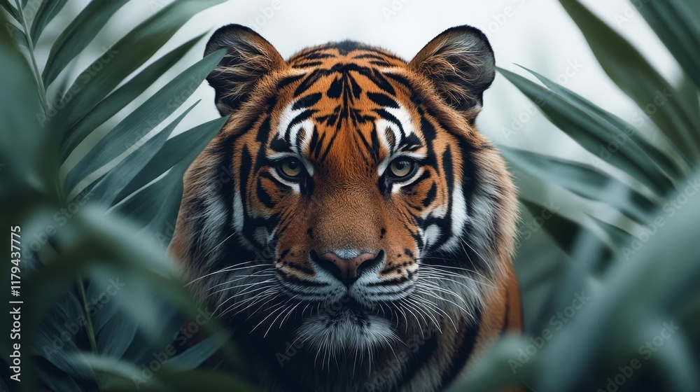 Fototapeta premium Close-Up of a Bengal Tiger in a Jungle. Generative AI