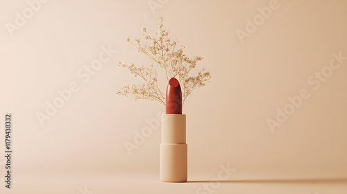 3d realistic lip sticlk in plain background for mockup